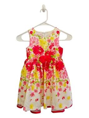 Ashley Ann Girls Floral Party Dress Size 4 Pink Yellow Flower Easter Spring